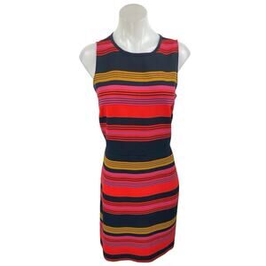 Ann Taylor LOFT Multicolor Striped Colorblock Sleeveless Sheath Mini Dress Sz 10